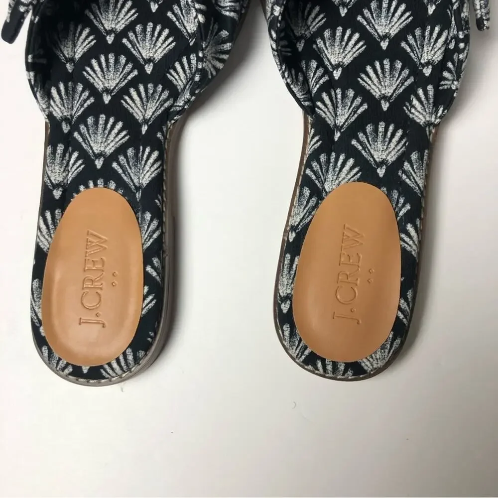 J.Crew Women's Trendy Black and  White Fan Bow  Sandals Sz 7